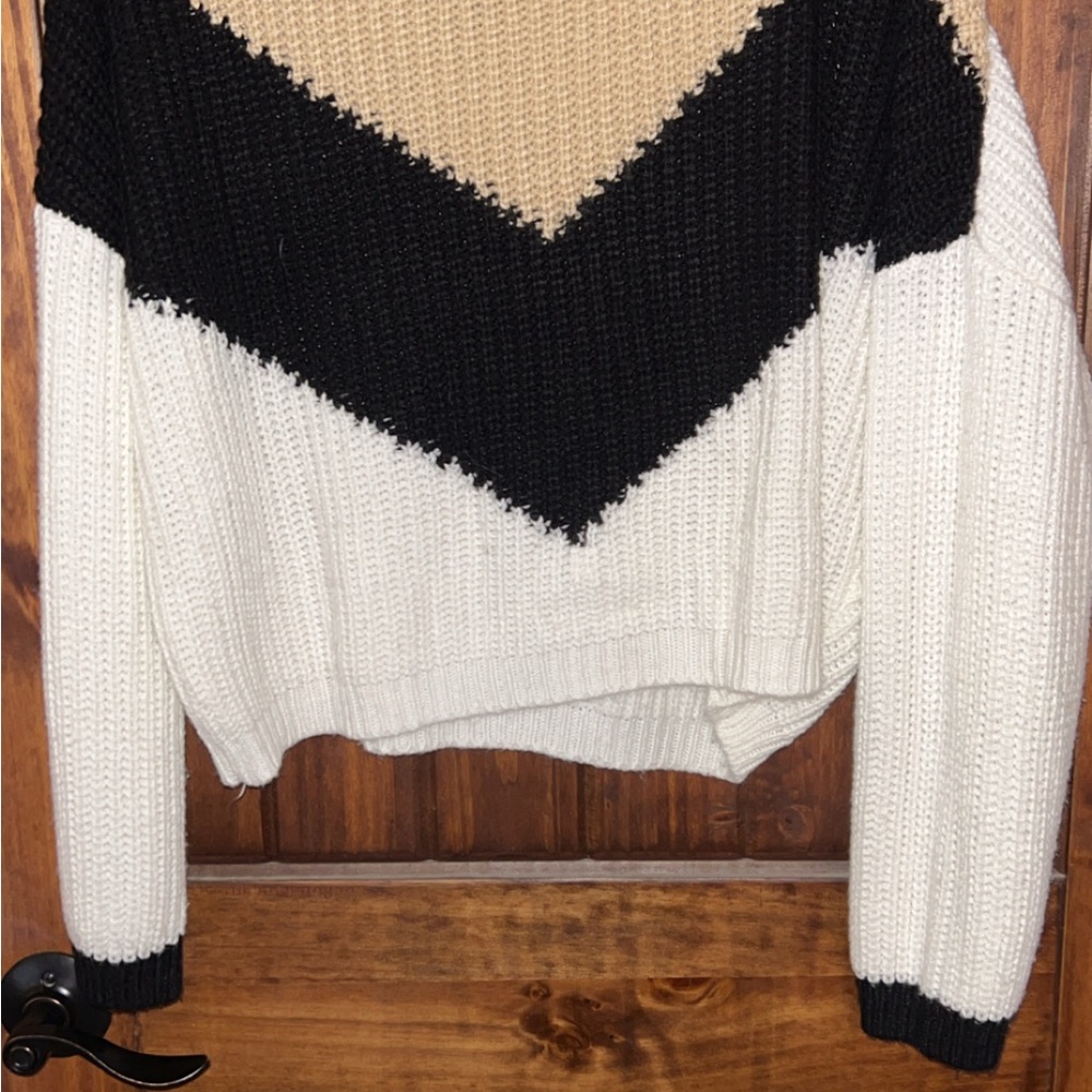 Rue21 Black and Tan Crew Neck Sweater